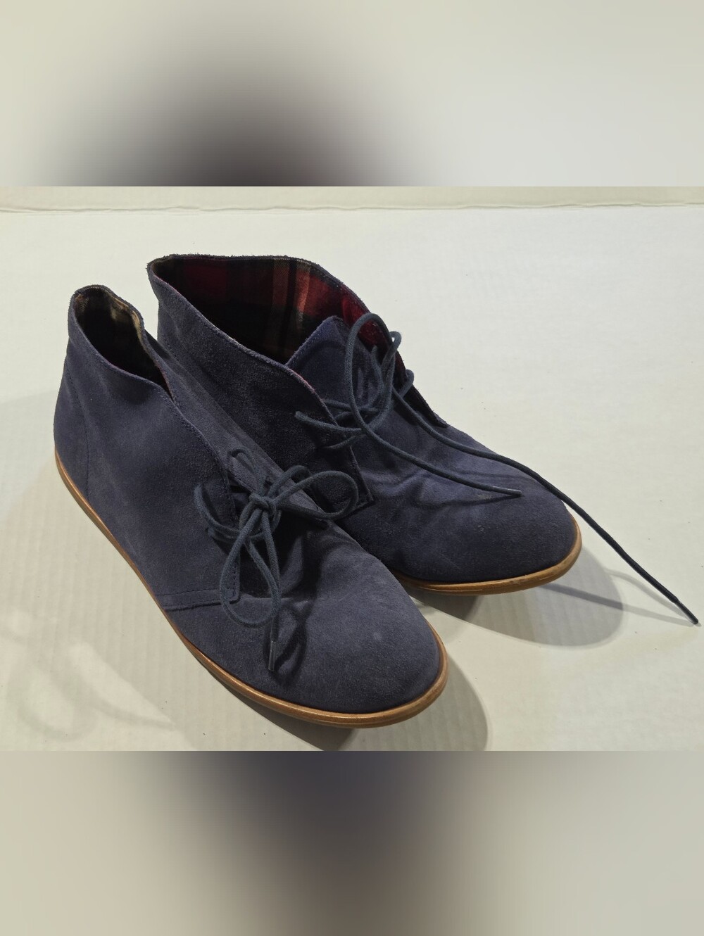 Suede Lace-Up Ankle Boots - Navy